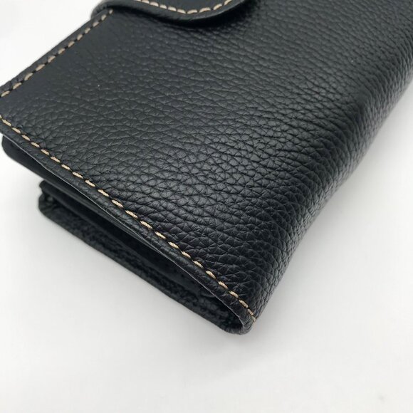 Black Leather Bi-Fold Wallet With Framed Kisslock Compartment - Picture 6 of 13